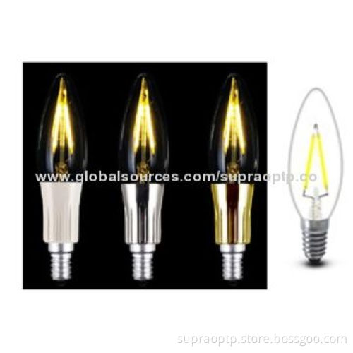 A60/5W LED Filament Light, E26/E27/B22 Base, CE Certified, RoHS Directive-compliant